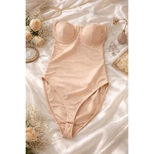 Body Slimmers Nancy Ganz Body Briefer 34D Nude Shapewear Underwire Bodysuit VTG